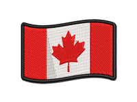 Canada with Waving Flag Cute Multi-Color Embroidered Iron-On or Hook & Loop Patch Applique