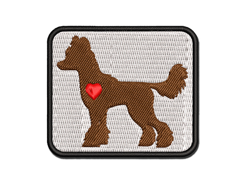 Chinese Crested Dog with Heart Multi-Color Embroidered Iron-On or Hook & Loop Patch Applique