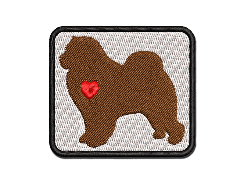 Chow Chow Dog with Heart Multi-Color Embroidered Iron-On or Hook & Loop Patch Applique