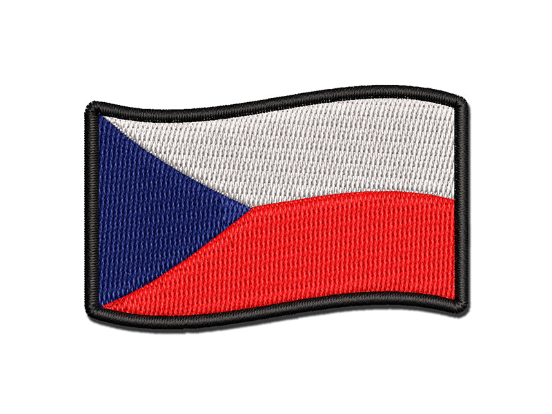 Czech Republic with Waving Flag Cute Multi-Color Embroidered Iron-On or Hook & Loop Patch Applique