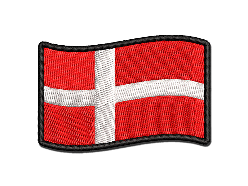 Denmark with Waving Flag Cute Multi-Color Embroidered Iron-On or Hook & Loop Patch Applique