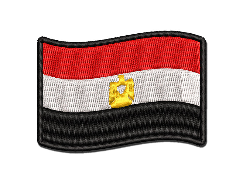 Egypt with Waving Flag Cute Multi-Color Embroidered Iron-On or Hook & Loop Patch Applique