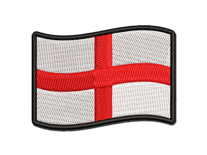 England with Waving Flag Cute Multi-Color Embroidered Iron-On or Hook & Loop Patch Applique