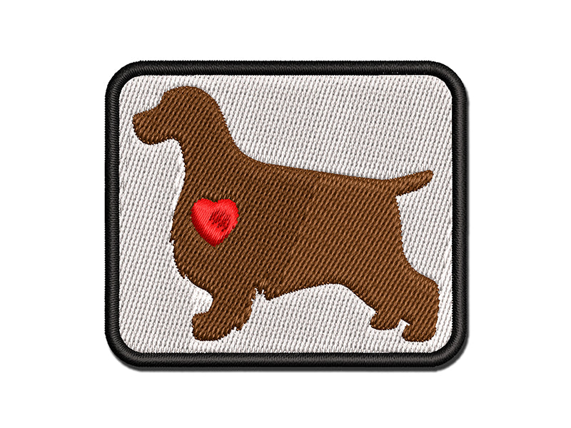 English Cocker Spaniel Dog with Heart Multi-Color Embroidered Iron-On or Hook & Loop Patch Applique