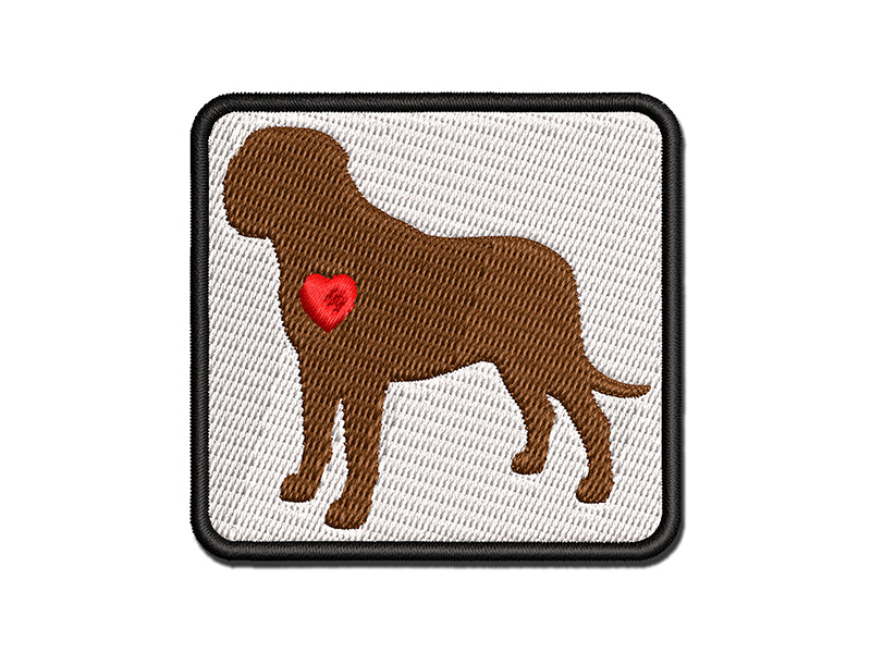 English Mastiff Dog with Heart Multi-Color Embroidered Iron-On or Hook & Loop Patch Applique