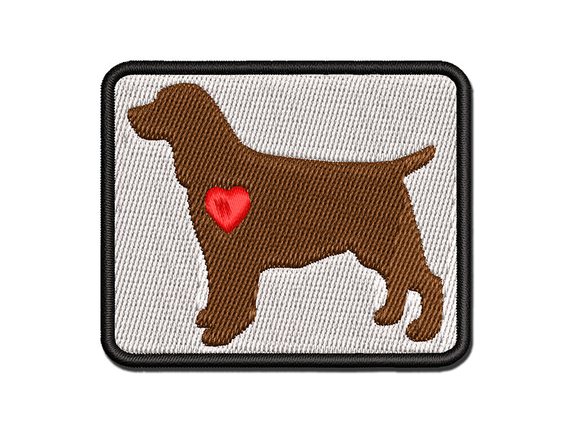 English Springer Spaniel Dog with Heart Multi-Color Embroidered Iron-On or Hook & Loop Patch Applique