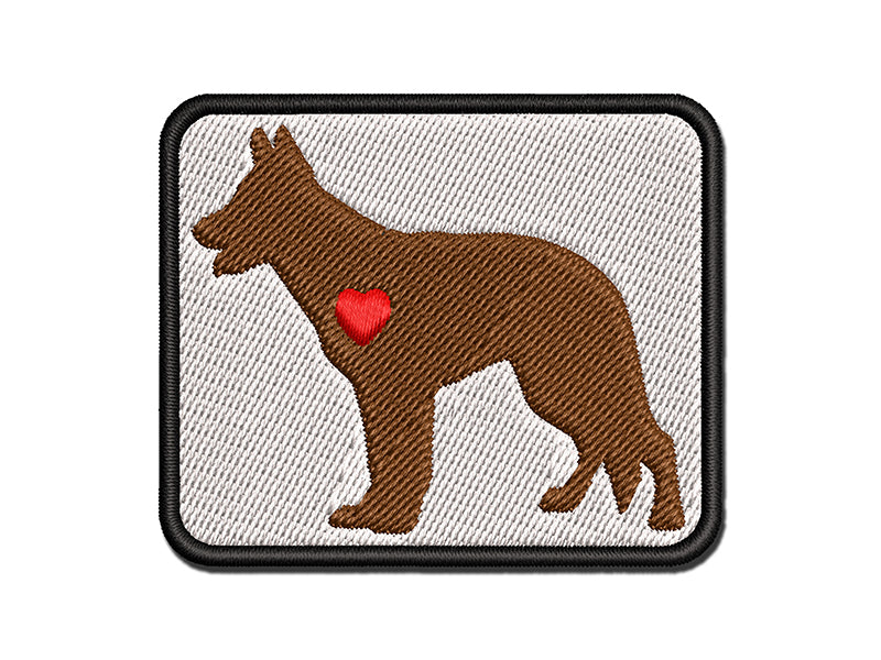 German Shepherd Dog with Heart Multi-Color Embroidered Iron-On or Hook & Loop Patch Applique