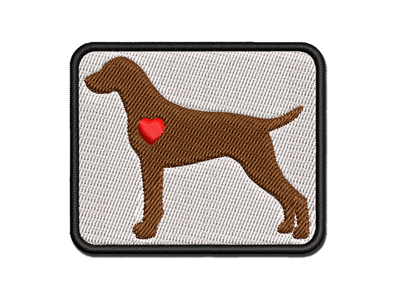 German Shorthaired Pointer Dog with Heart Multi-Color Embroidered Iron-On or Hook & Loop Patch Applique
