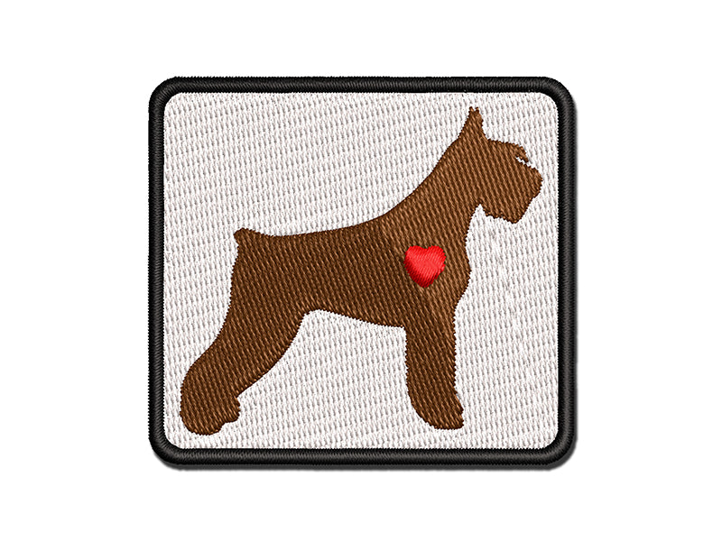 Giant Schnauzer Dog with Heart Multi-Color Embroidered Iron-On or Hook & Loop Patch Applique