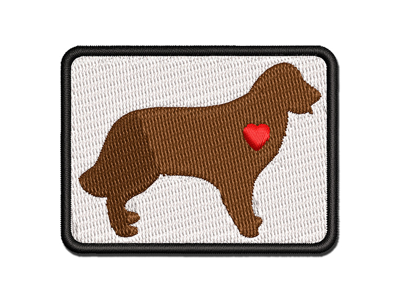 Golden Retriever Dog with Heart Multi-Color Embroidered Iron-On or Hook & Loop Patch Applique