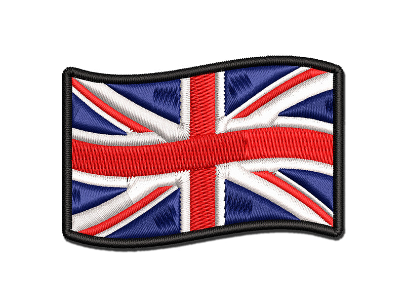 Great Britain with Waving Flag Union Jack Cute Multi-Color Embroidered Iron-On or Hook & Loop Patch Applique