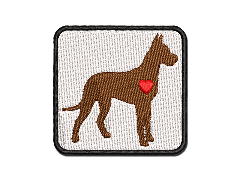 Great Dane Dog with Heart Multi-Color Embroidered Iron-On or Hook & Loop Patch Applique