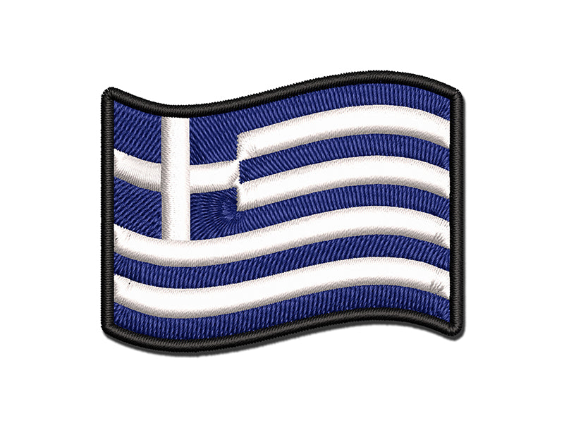 Greece with Waving Flag Cute Multi-Color Embroidered Iron-On or Hook & Loop Patch Applique