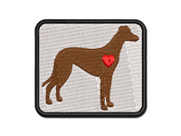 Greyhound Dog with Heart Multi-Color Embroidered Iron-On or Hook & Loop Patch Applique