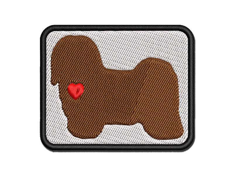 Havanese Dog with Heart Multi-Color Embroidered Iron-On or Hook & Loop Patch Applique