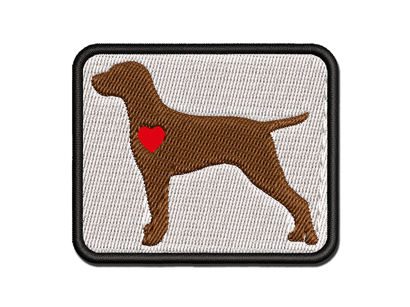 Hungarian Vizsla Dog with Heart Multi-Color Embroidered Iron-On or Hook & Loop Patch Applique