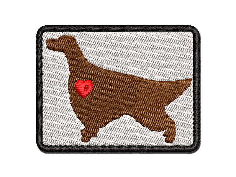 Irish Setter Dog with Heart Multi-Color Embroidered Iron-On or Hook & Loop Patch Applique