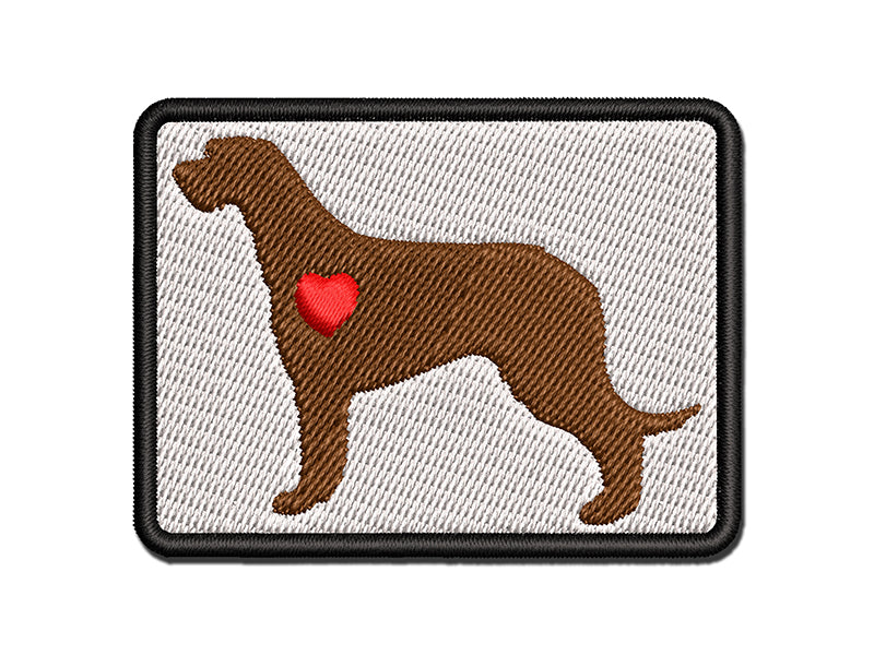 Irish Wolfhound Dog with Heart Multi-Color Embroidered Iron-On or Hook & Loop Patch Applique