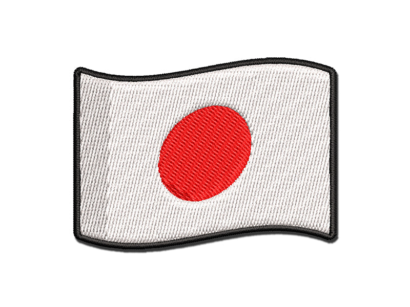 Japan with Waving Flag Cute Multi-Color Embroidered Iron-On or Hook & Loop Patch Applique