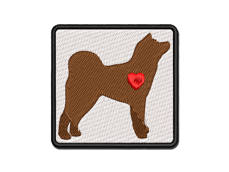 Japanese Akita Dog with Heart Multi-Color Embroidered Iron-On or Hook & Loop Patch Applique