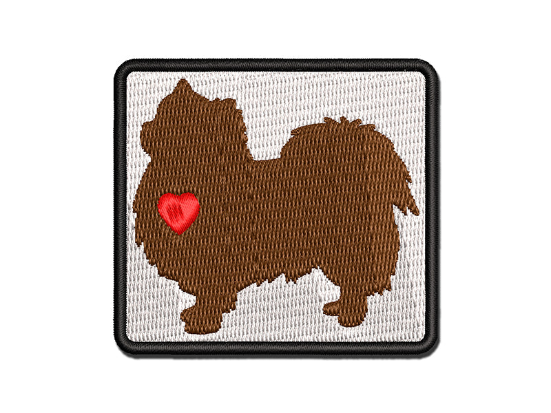 Long Coat Chihuahua Dog with Heart Multi-Color Embroidered Iron-On or Hook & Loop Patch Applique