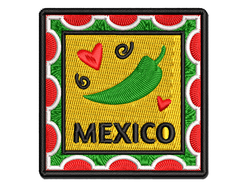 Mexico Chili Pepper Passport Travel Multi-Color Embroidered Iron-On or Hook & Loop Patch Applique