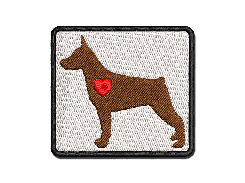 Miniature Pinscher Min Pin Dog with Heart Multi-Color Embroidered Iron-On or Hook & Loop Patch Applique