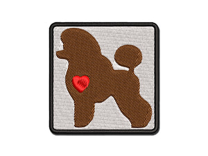 Miniature Poodle Dog with Heart Multi-Color Embroidered Iron-On or Hook & Loop Patch Applique