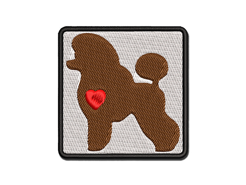 Miniature Poodle Dog with Heart Multi-Color Embroidered Iron-On or Hook & Loop Patch Applique