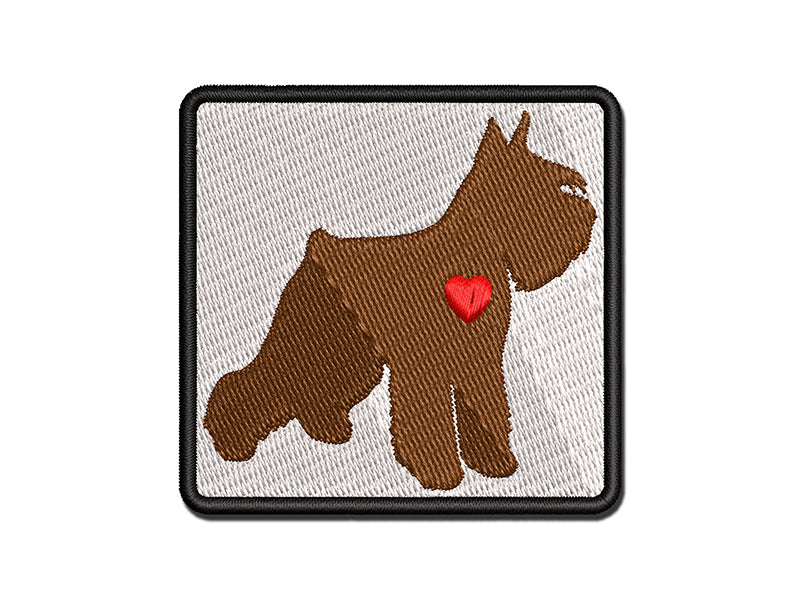 Miniature Schnauzer Dog with Heart Multi-Color Embroidered Iron-On or Hook & Loop Patch Applique