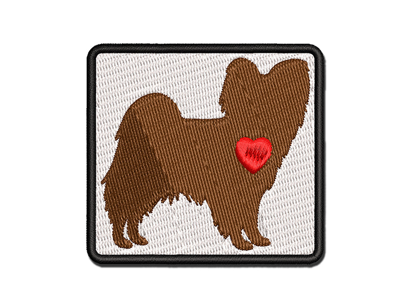 Papillon Continental Toy Spaniel Dog with Heart Multi-Color Embroidered Iron-On or Hook & Loop Patch Applique