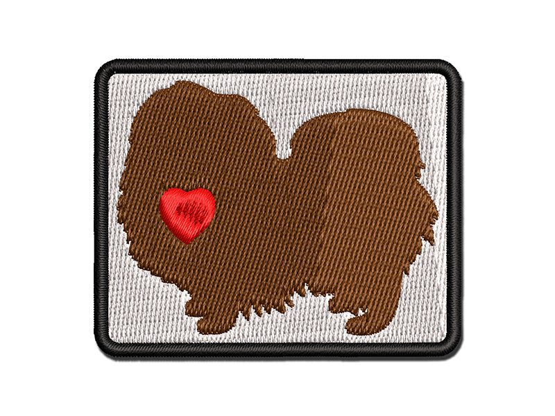 Pekingese Dog with Heart Multi-Color Embroidered Iron-On or Hook & Loop Patch Applique