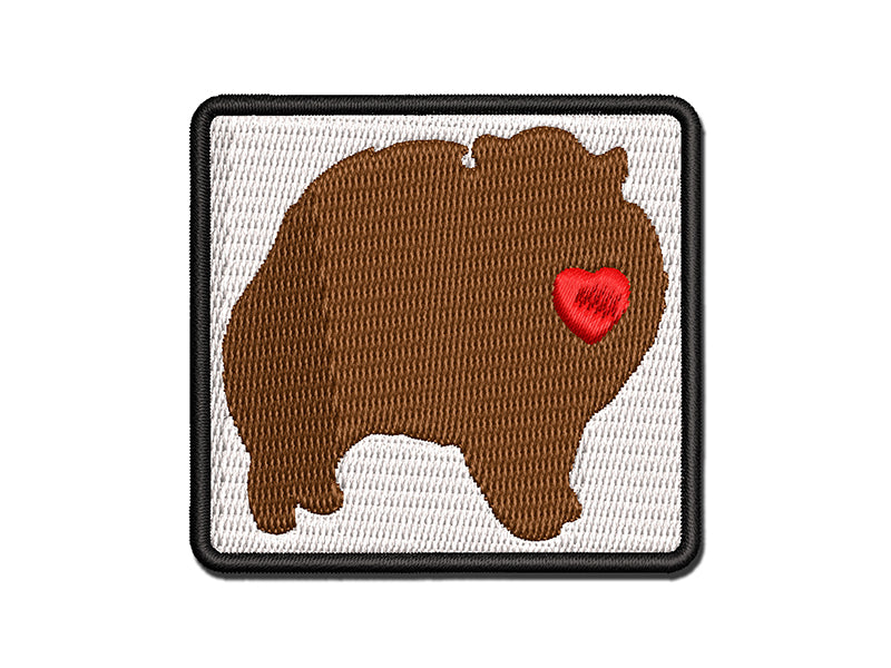 Pomeranian Dog with Heart Multi-Color Embroidered Iron-On or Hook & Loop Patch Applique