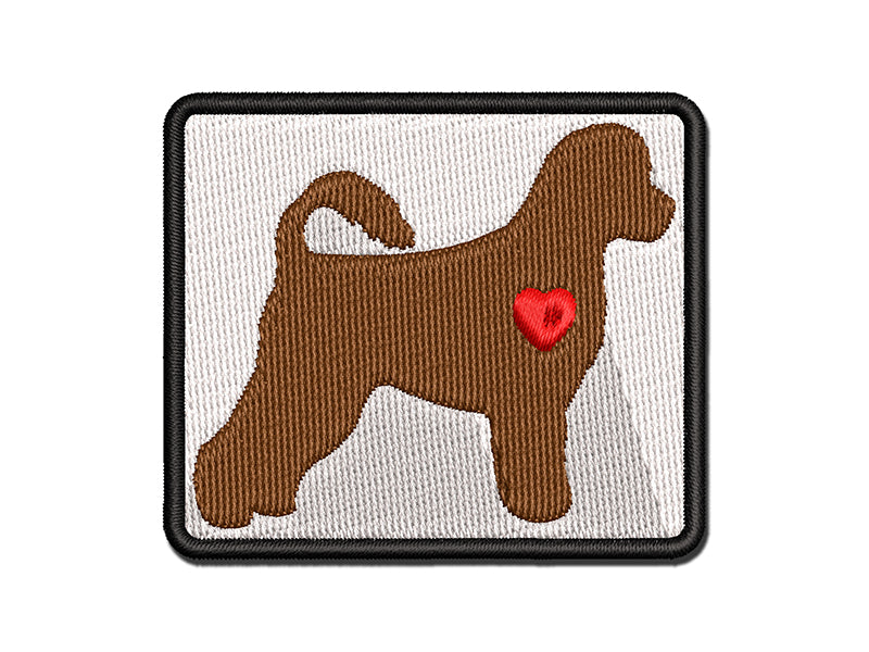 Portuguese Water Dog with Heart Multi-Color Embroidered Iron-On or Hook & Loop Patch Applique