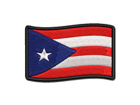 Puerto Rico with Waving Flag Cute Multi-Color Embroidered Iron-On or Hook & Loop Patch Applique