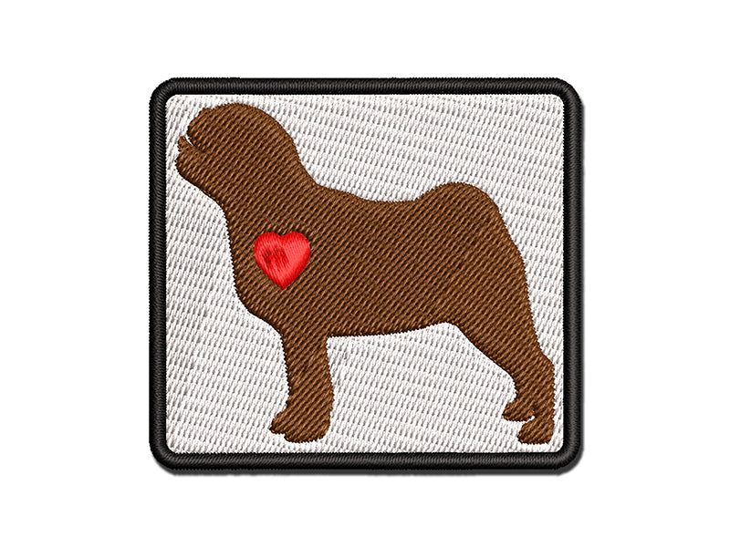 Pug Dog with Heart Multi-Color Embroidered Iron-On or Hook & Loop Patch Applique