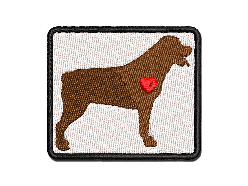 Rottweiler Dog with Heart Multi-Color Embroidered Iron-On or Hook & Loop Patch Applique