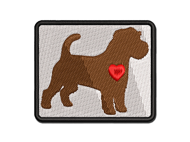 Rough Coated Jack Russell Terrier Parson Dog with Heart Multi-Color Embroidered Iron-On or Hook & Loop Patch Applique