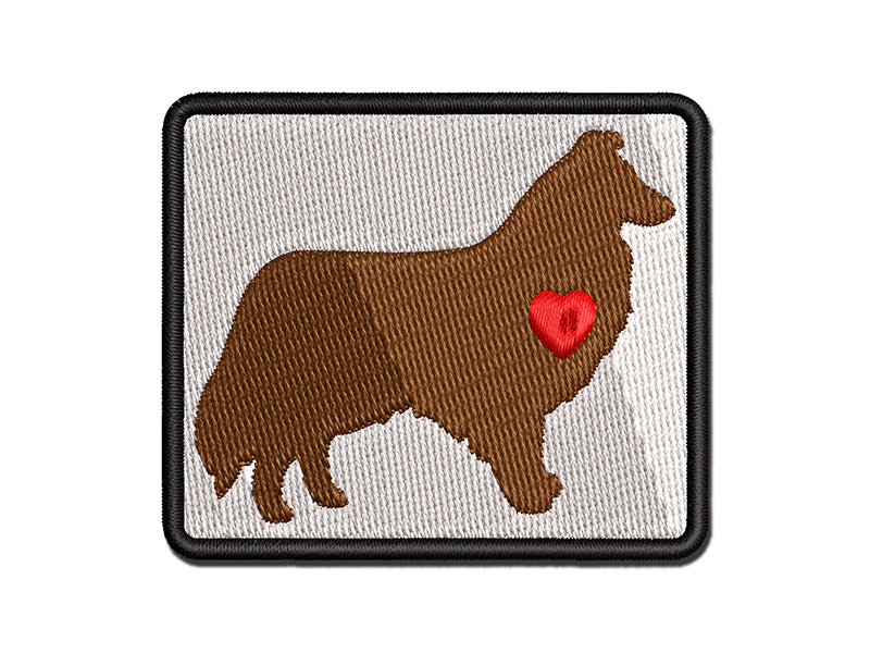 Rough Collie Dog with Heart Multi-Color Embroidered Iron-On or Hook & Loop Patch Applique