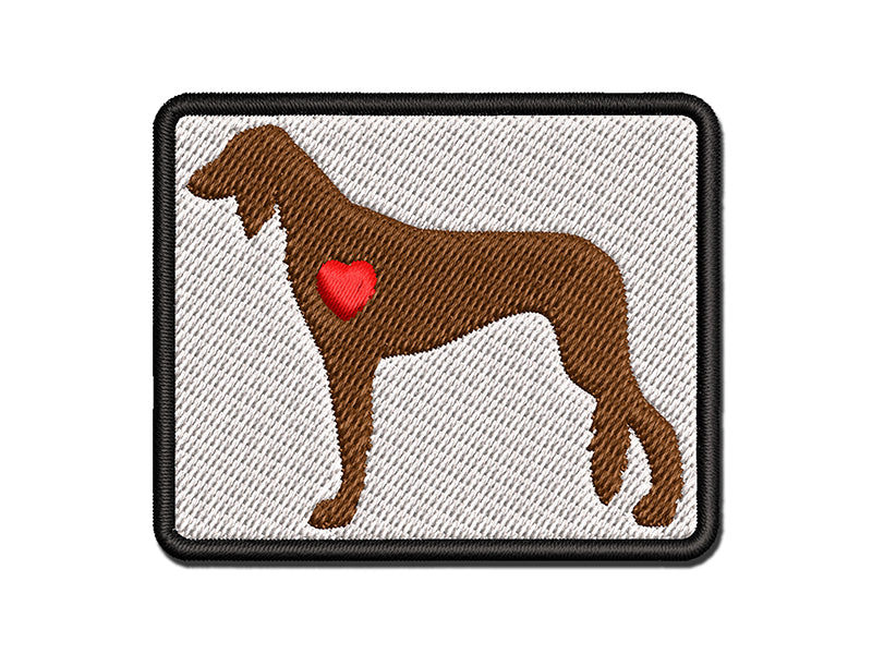 Saluki Dog with Heart Multi-Color Embroidered Iron-On or Hook & Loop Patch Applique