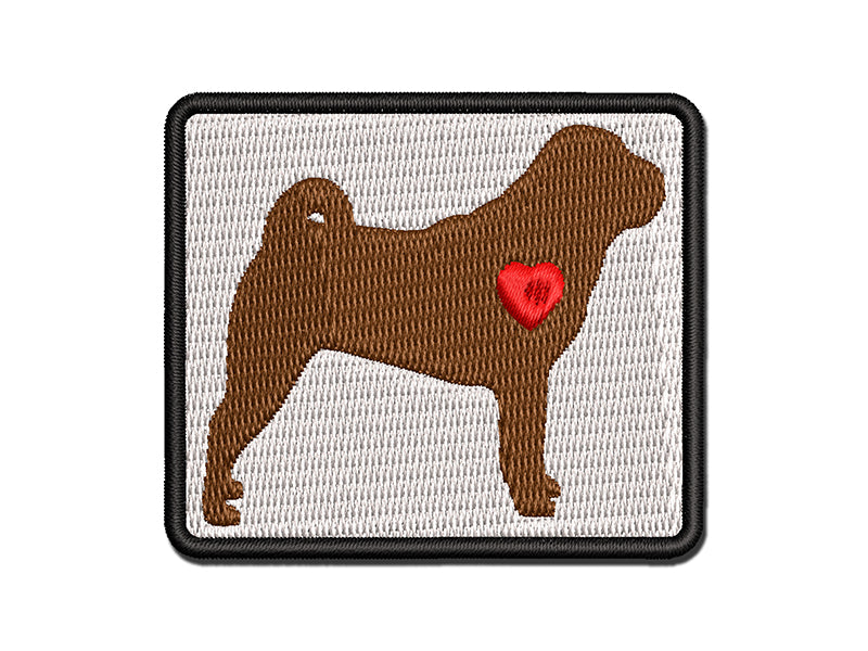 Shar-Pei Dog with Heart Multi-Color Embroidered Iron-On or Hook & Loop Patch Applique
