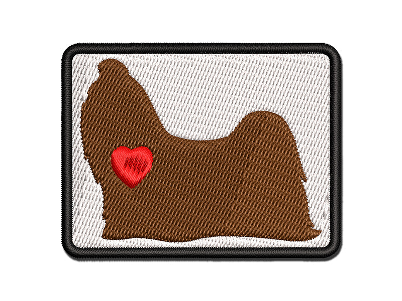 Shih Tzu Dog with Heart Multi-Color Embroidered Iron-On or Hook & Loop Patch Applique