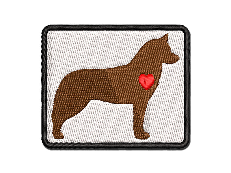 Siberian Husky Dog with Heart Multi-Color Embroidered Iron-On or Hook & Loop Patch Applique