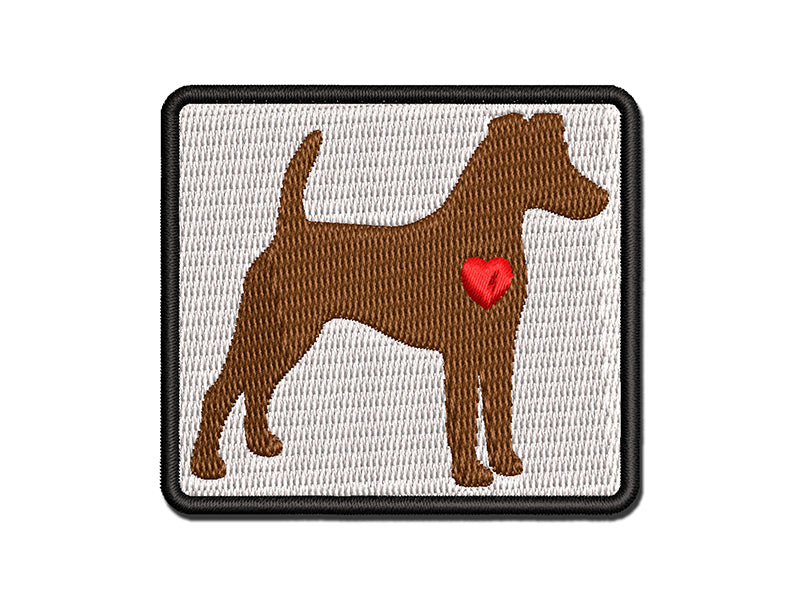 Smooth Fox Terrier Dog with Heart Multi-Color Embroidered Iron-On or Hook & Loop Patch Applique