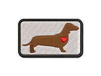 Smooth Haired Dachshund Dog with Heart Multi-Color Embroidered Iron-On or Hook & Loop Patch Applique