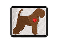 Soft Coated Wheaten Terrier Dog with Heart Multi-Color Embroidered Iron-On or Hook & Loop Patch Applique