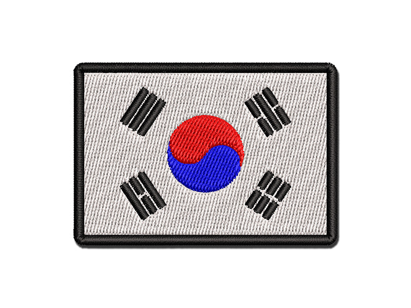 South Korea Flag Multi-Color Embroidered Iron-On or Hook & Loop Patch Applique