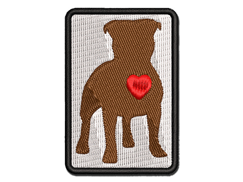 Staffordshire Bull Terrier Dog with Heart Multi-Color Embroidered Iron-On or Hook & Loop Patch Applique