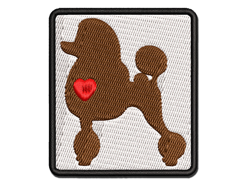 Standard Poodle Dog with Heart Multi-Color Embroidered Iron-On or Hook & Loop Patch Applique