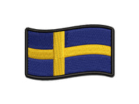 Sweden with Waving Flag Cute Multi-Color Embroidered Iron-On or Hook & Loop Patch Applique